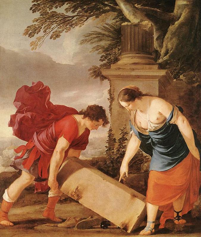 LA HIRE, Laurent de Theseus and Aethra (detail sg Norge oil painting art